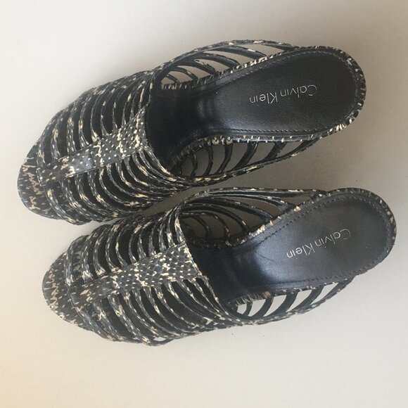 Calvin Klein Wedge Phillipa Snakeskin Strappy Shoe - Picture 7 of 13
